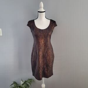 Mini Bodycon Snakeskin Blk/Brwn Foil Dress Size L